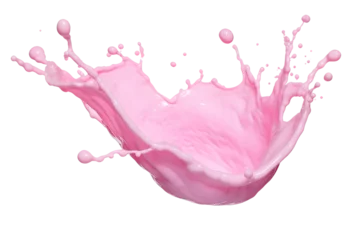 Rolgordijnen pink milk splash isolated on transparent background - healthy, drink, lifestyle, diet design element PBG cutout © sam