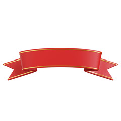3d render of red ribbon with golden.