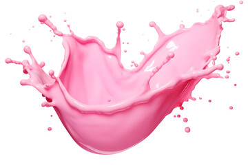 pink milk splash isolated on transparent background - healthy, drink, lifestyle, diet design element PBG cutout - obrazy, fototapety, plakaty