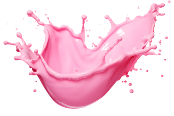 pink milk splash isolated on transparent background - healthy, drink, lifestyle, diet design element PBG cutout