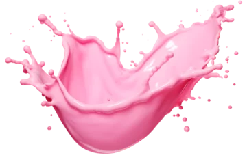 Tuinposter pink milk splash isolated on transparent background - healthy, drink, lifestyle, diet design element PBG cutout © sam