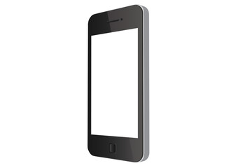 Digital png illustration of white smartphone with blank screen on transparent background