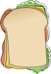 Digital png illustration of sandwich with cheese, ham, tomato and salad on transparent background