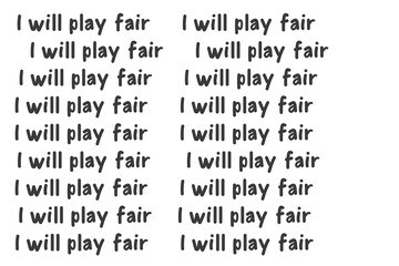 Digital png illustration of repeated i will play fair text on transparent background
