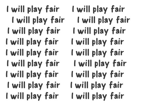 Digital png illustration of repeated i will play fair text on transparent background