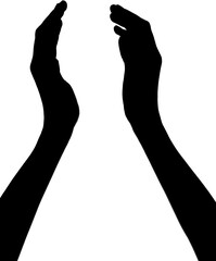 Digital png illustration of silhouette of clapping hands on transparent background - obrazy, fototapety, plakaty