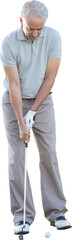Digital png photo of caucasian male golf player on transparent background