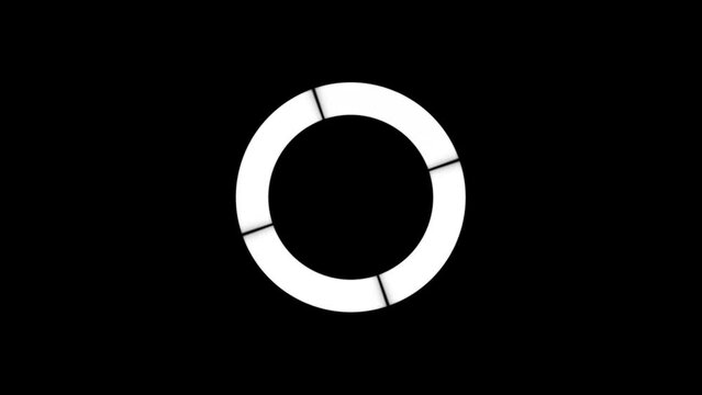 2D animation of a slowly revolving circle divided into 4 light box sections.