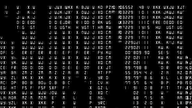 2D Digital rain matrix screen text animation effect that slowy fades out to a few digits.