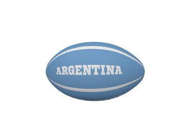 Digital png illustration of rugby ball with argentina text on transparent background