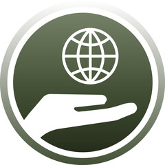 Digital png illustration of hand with globe symbol on transparent background