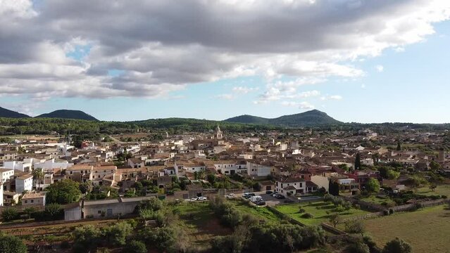 Algaida, a town in Mallorca seen from the air