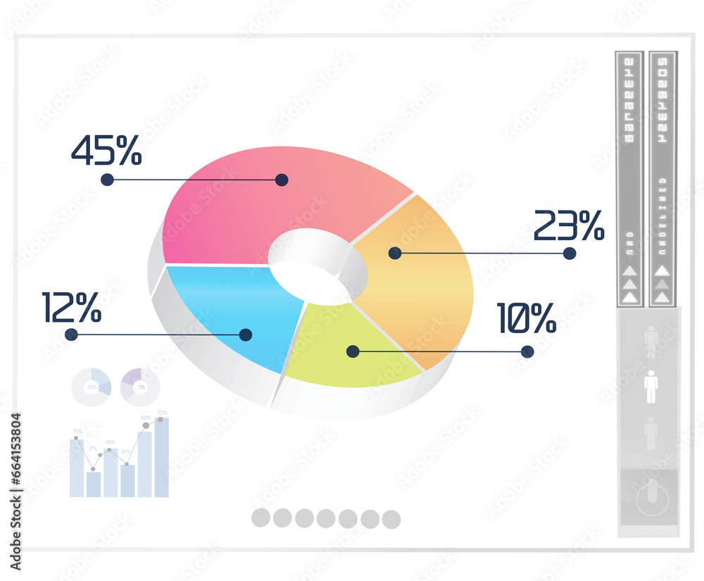 Poster digital png illustration of digital interface with colourful chart on transparent background