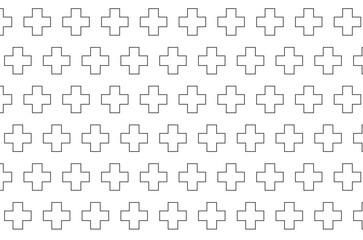 Fototapeta na wymiar Digital png illustration of black pattern of repeated crosses on transparent background