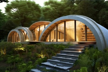 Eco-friendly dwelling for cost-effective living. Generative AI