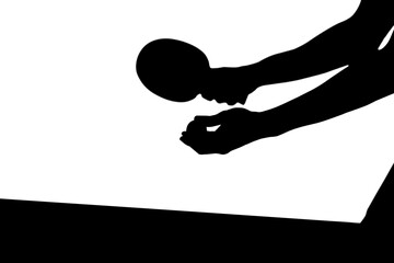 Digital png illustration of silhouette of hands playing table tennis on transparent background