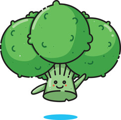 cute brocoli cartoon illustration vector