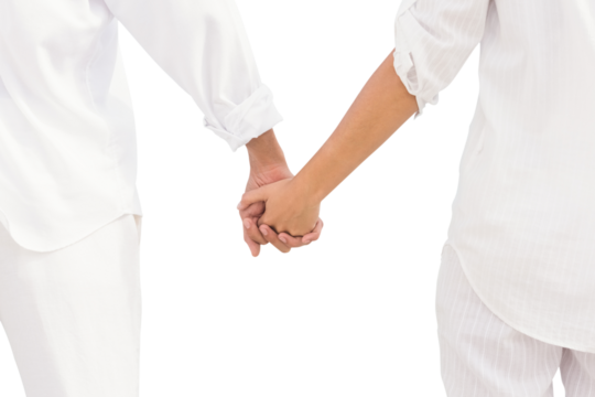 Digital png photo of midsection of couple holding hands on transparent background