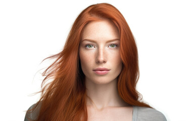Red head - white background