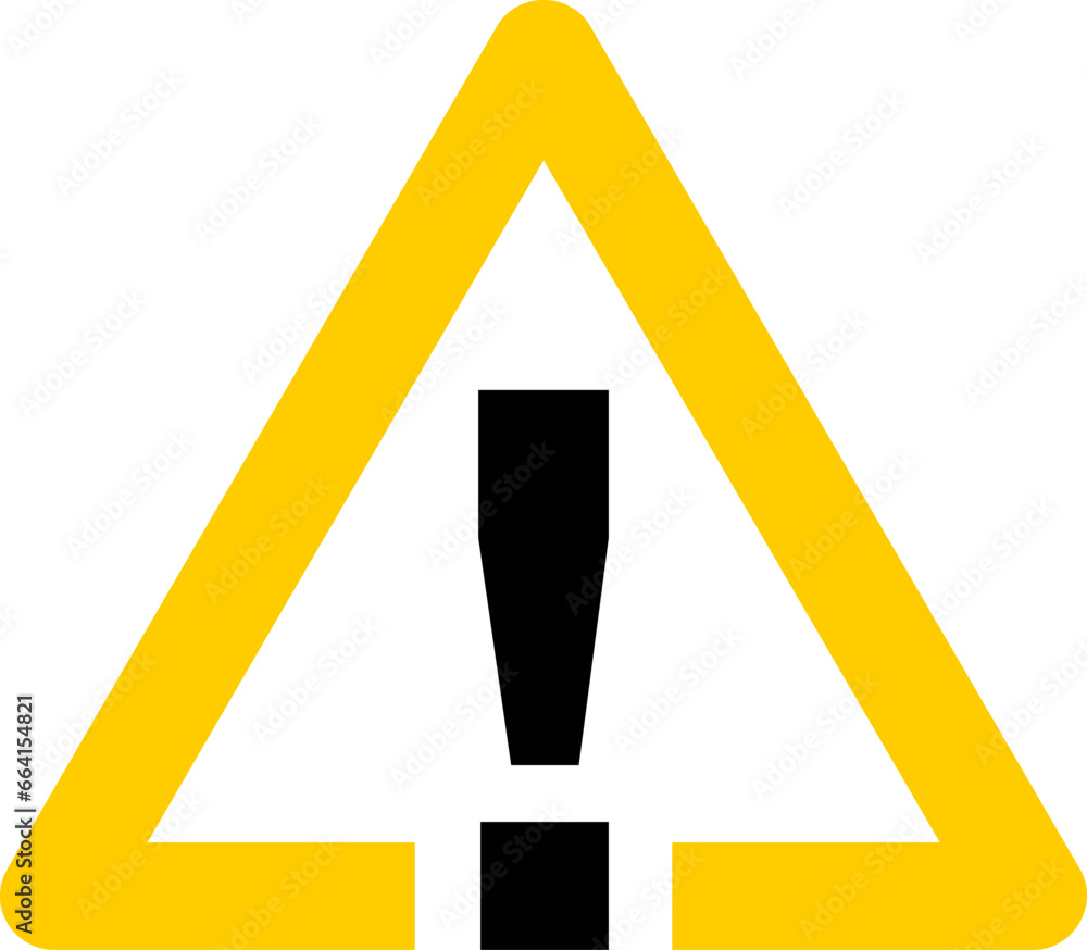 Aufkleber yellow and black triangular caution warning or attention sign with exclamation mark icon. vector ima