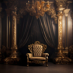 Fototapeta premium Luxury Golden and Black Interior