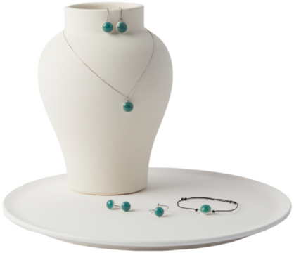 luxury necklace with jewelry stand isolated on white background