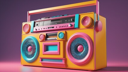 audio cassette recorder, colorful boombox