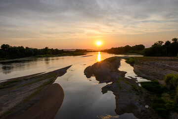 View from Pont de Pouilly-sur-Loire bridge 496 km from the source and 496 km from the mouth of the...