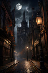 Gotham City in the night. Grnerative AI