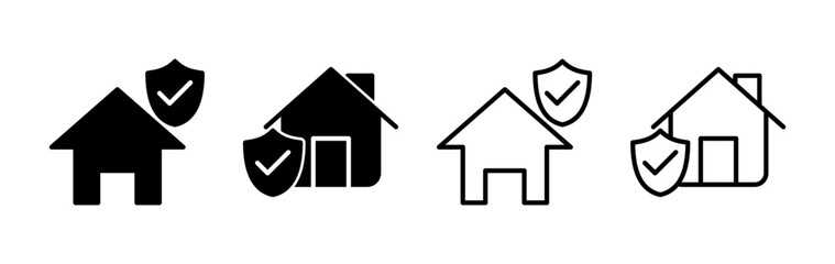 Home insurance icon vector. home shield protect logo