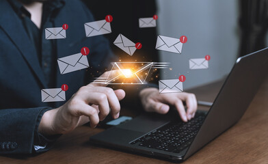 Email alert alarm information popup, Alert warning caution for notification on internet letter security protect. Spam mail.