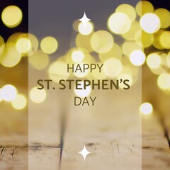 Naklejka premium Composite of happy st stephen's day text over illuminated lens flares