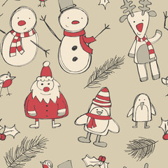 Festive Christmas Seamless Pattern Illustration