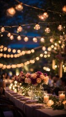 Fototapeta na wymiar Elegant Nighttime Festive Table