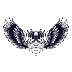 Flying Owl with Open Wings and Claws Logo Vector