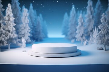 Product podium with winter theme. product standing mockup for branding. standing product for Christmas. Generative Ai