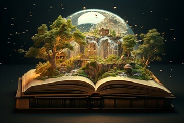 Naklejka premium book and knowledge. Generative AI