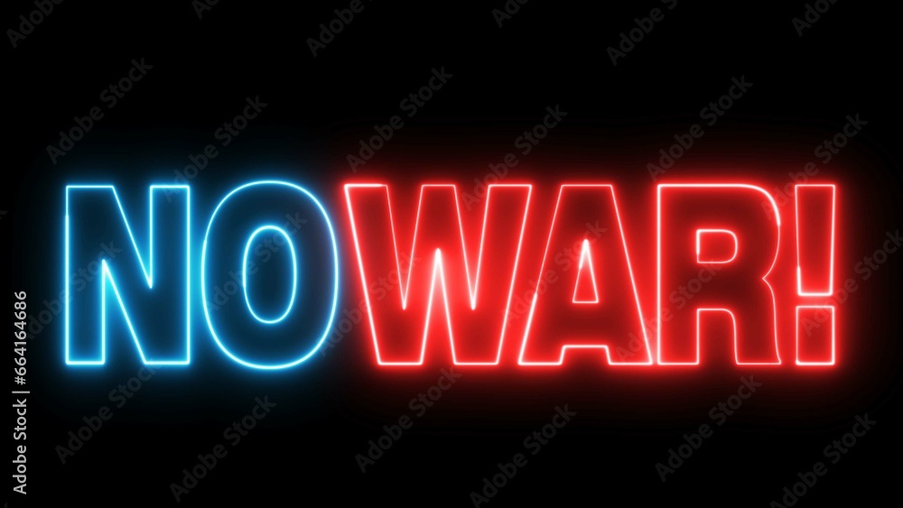 Poster no war text font with light. luminous and shimmering haze inside the letters of the text no war. no 