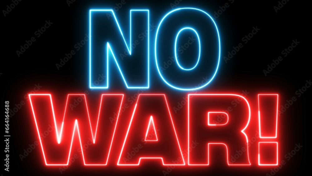 Aufkleber no war text font with light. luminous and shimmering haze inside the letters of the text no war. no 