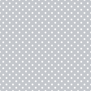 Fototapeta Polka dot seamless pattern. Grey and white dotted repeated background. Swatch template for textile, fabric, plaid, tablecloths, clothes. Vector square wallpaper