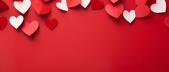 Paper heart on a red background. Copy space.