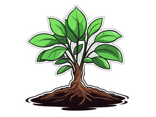 Doodle Mangrove seedling, cartoon sticker, sketch, vector, Illustration, minimalistic