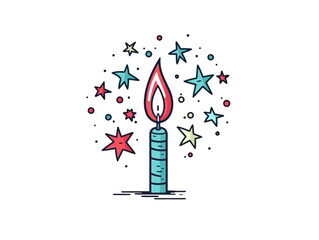 Doodle Roman Candle, cartoon sticker, sketch, vector, Illustration, minimalistic