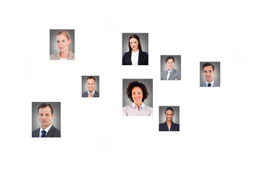 Fototapeta premium Digital png illustration of photos of male and female businessmen on transparent background
