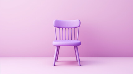 Purple chair on a pastel pink background.