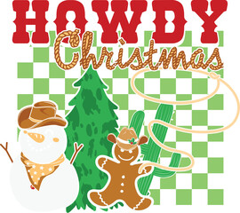 Western Christmas Sublimation Illustration