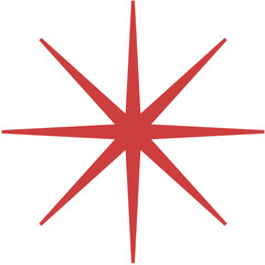 Digital png illustration of big red slim star on transparent background