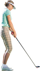 Digital png photo of sportswoman playing golf on transparent background