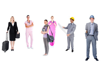 Digital png photo of diverse male and female people standing on transparent background