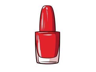 Doodle Red nail polish, cartoon sticker, sketch, vector, Illustration, minimalistic